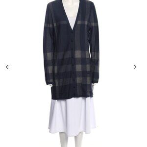Burberry London Plaid Print VNeck sweater cardigan